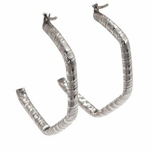 Vintage Sterling Silver Hoop Earrings Stamped 925 Italy Diamond Cut Textured
